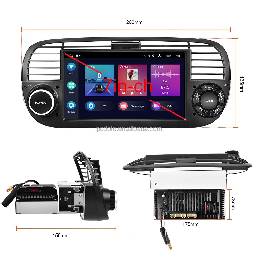 Radio 2din 7" + CANBUS para Fiat 500 de 2007 a 2015 GPS WiFi NOVO