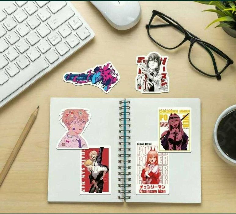 Наклейки стикеры Аниме «Человек-бензопила»  50 шт.