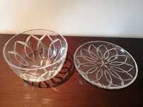 Conjunto taça e prato de cristal