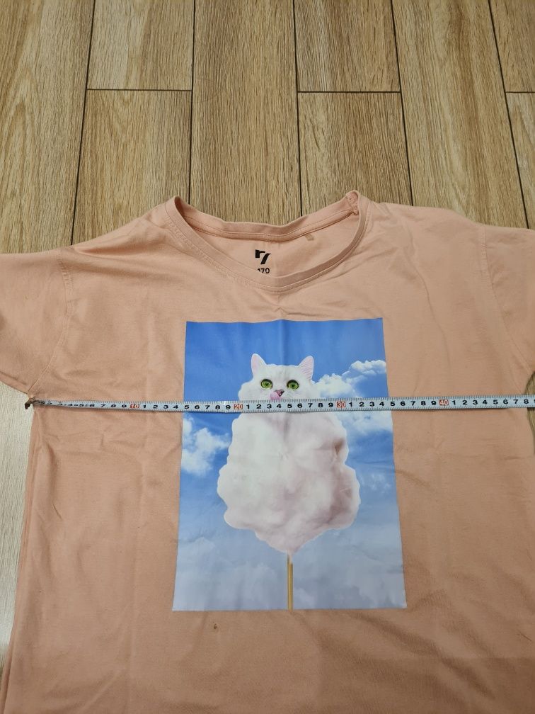 T-shirt koszulka 170 bawełna kot z kotem