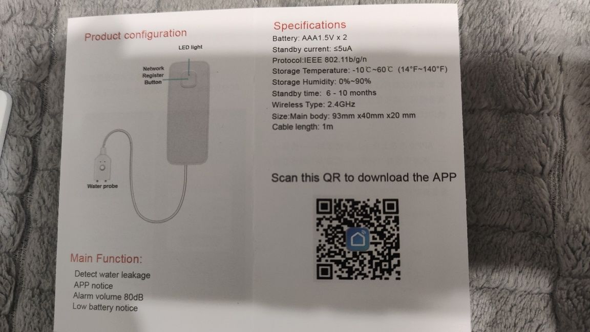 Датчик протікання води Tuya з wi-fi датчик протечки воды