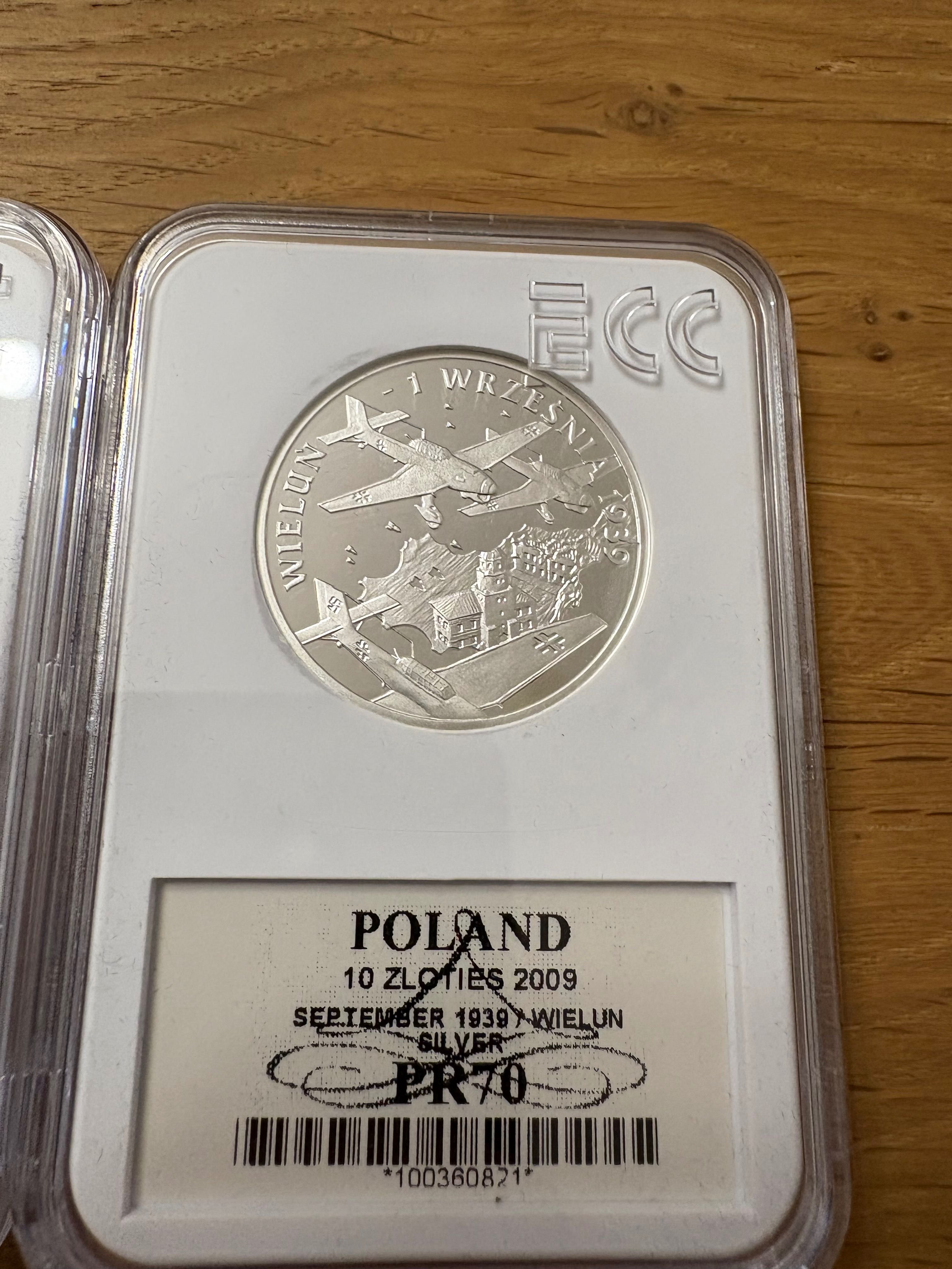 Zestaw 6 monet 10 zł NBP, srebro grading PR70