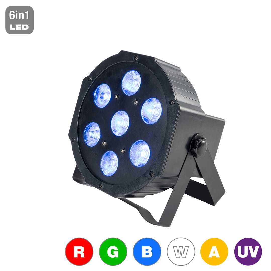 Reflektor Mocny PAR LED 7x15W RGBWA+UV 6in1 DMX Strobo Pilot Dużo