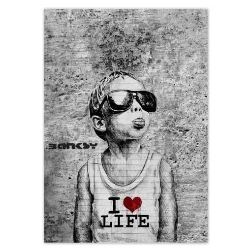 Plakaty 70x100 I love life Banksy Spray