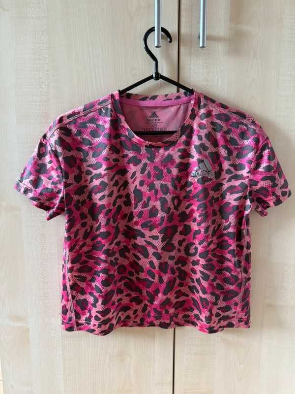 Top / koszulka sportowa Adidas w różową panterkę r. 36/38