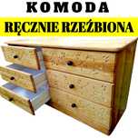 KOMODA DREWNIANA SOSNOWA z drewna rzeźbiona DUŻA 129x67x40cm 6 szuflad