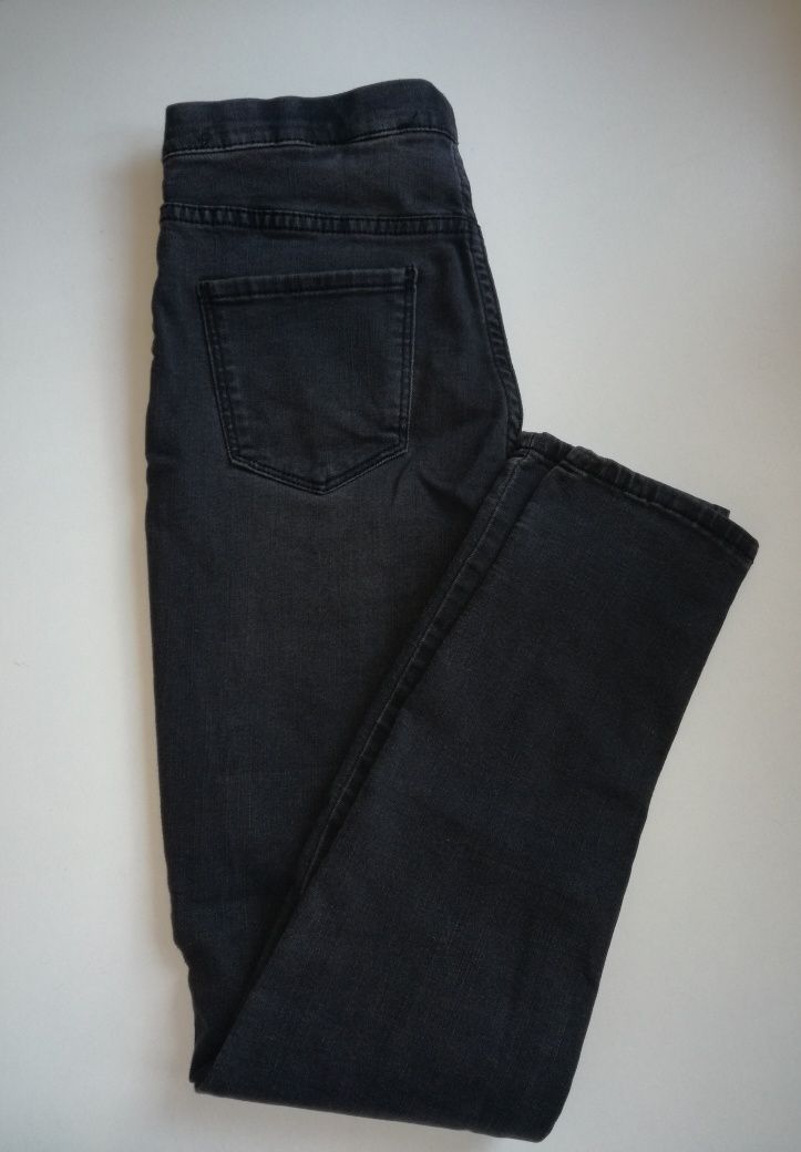 Czarne jeansowe legginsy rurki h&m leggings denim r. 140