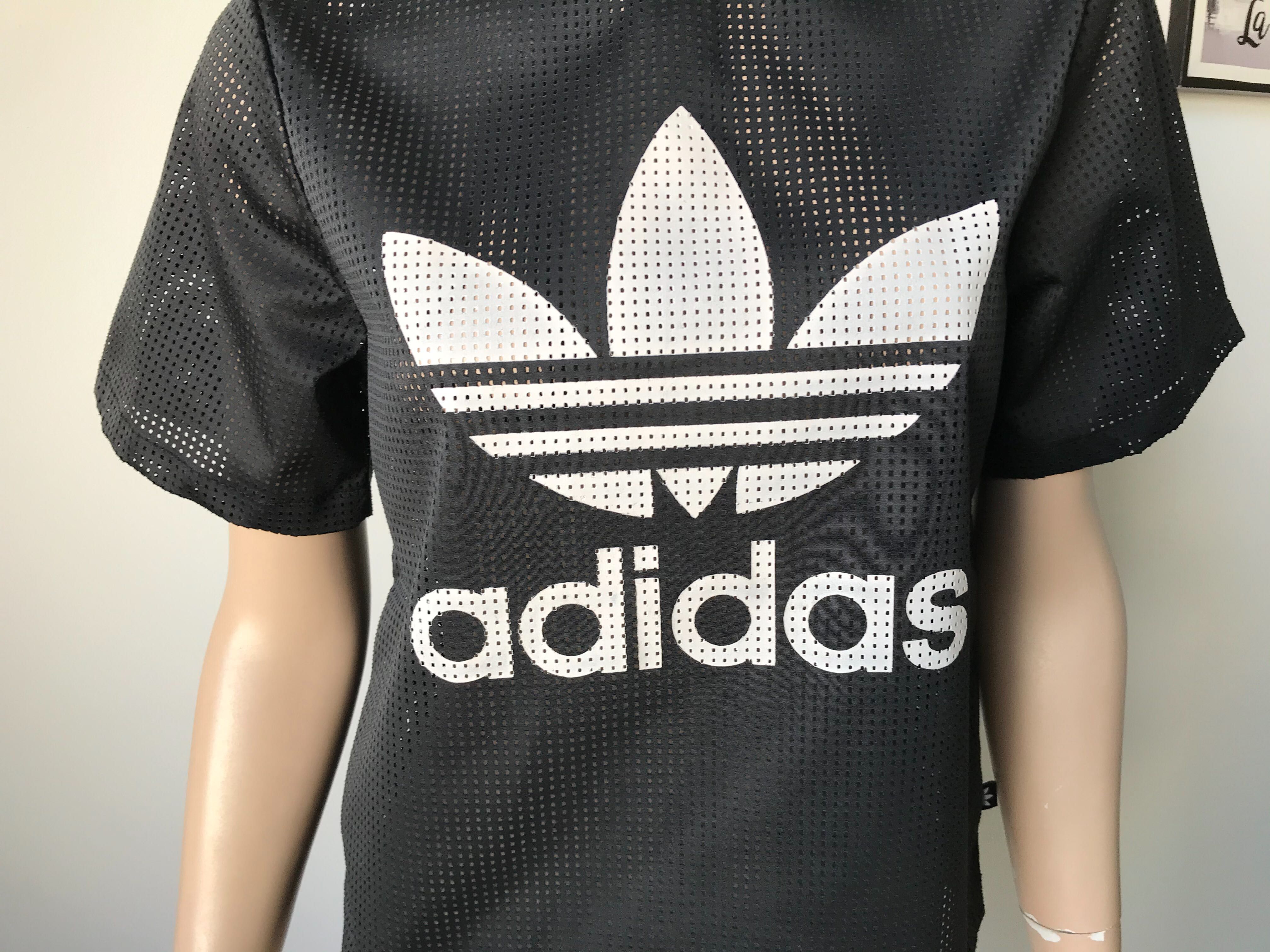 Adidas ażurowa koszulka damska S