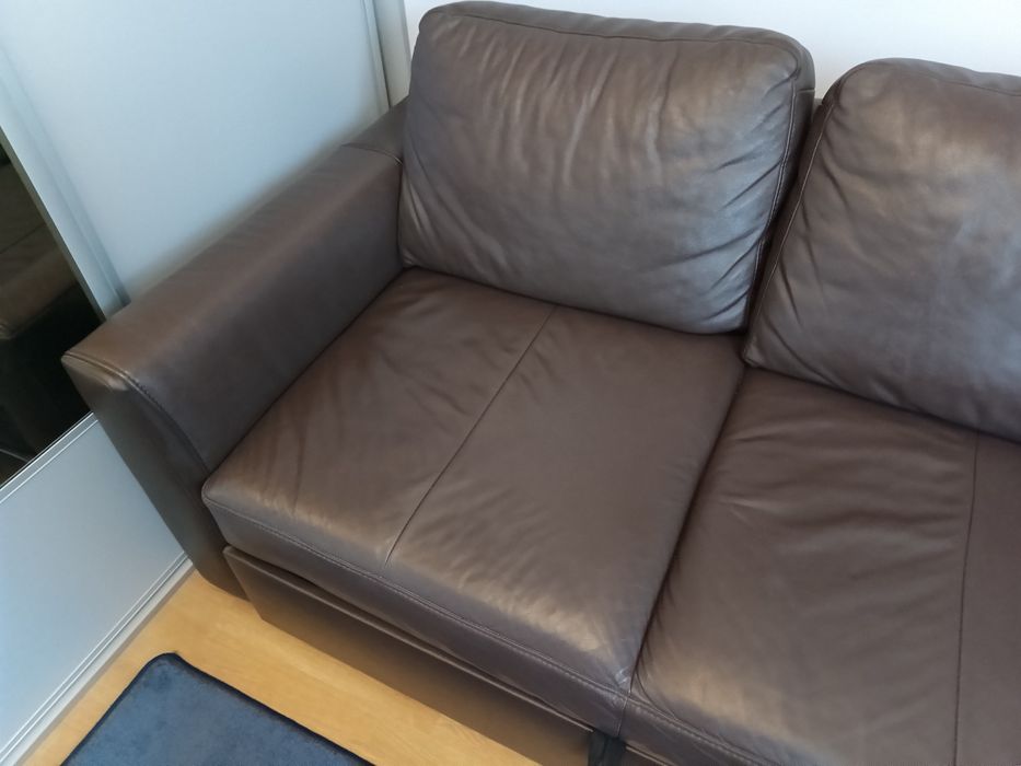 Łóżko Narożnik skórzany z funkcją spania Pojemnik na pościel