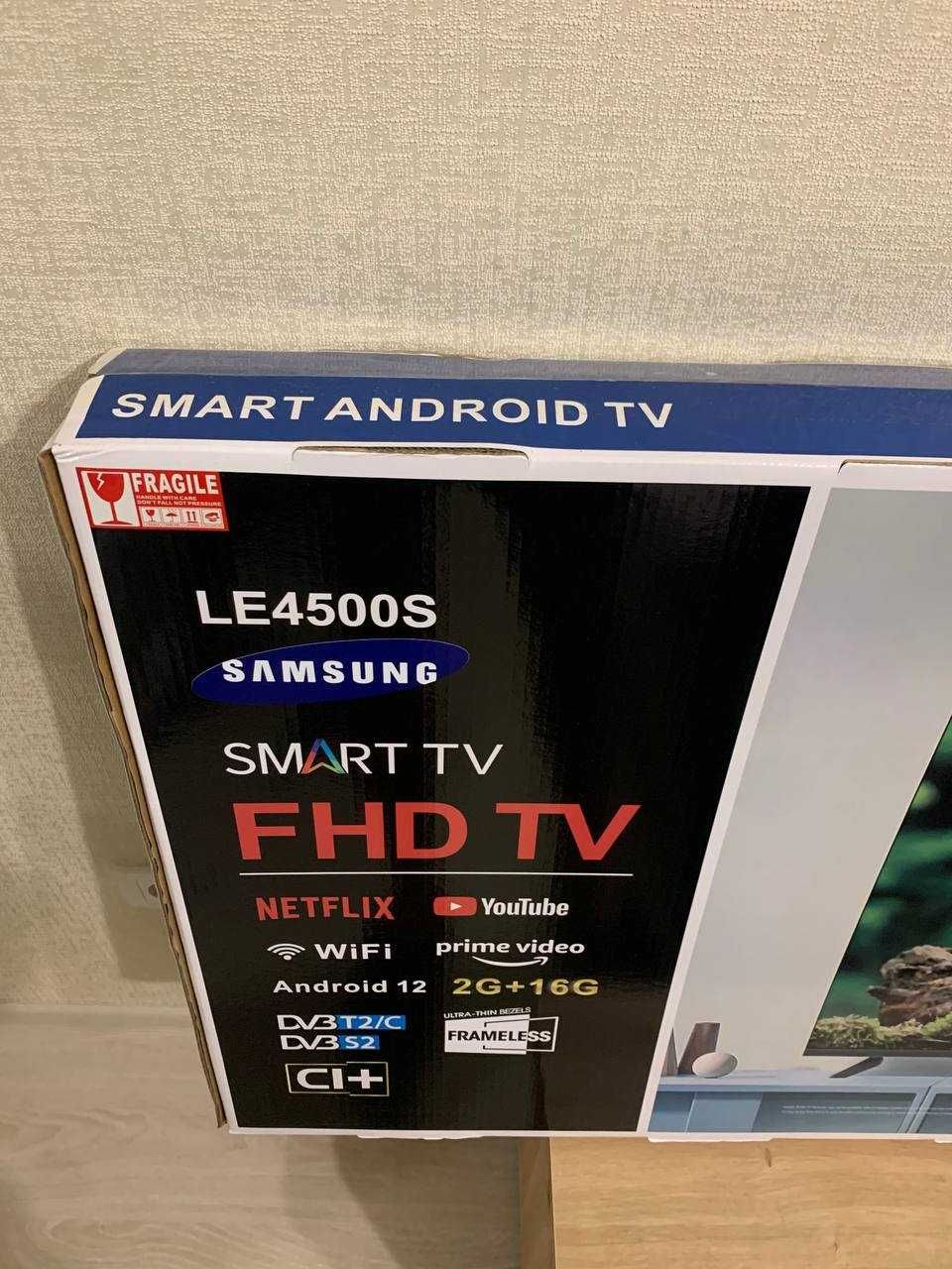 Телевізор Самсунг45 4K Smart TV Андроід 13.0 кронштейн на с
