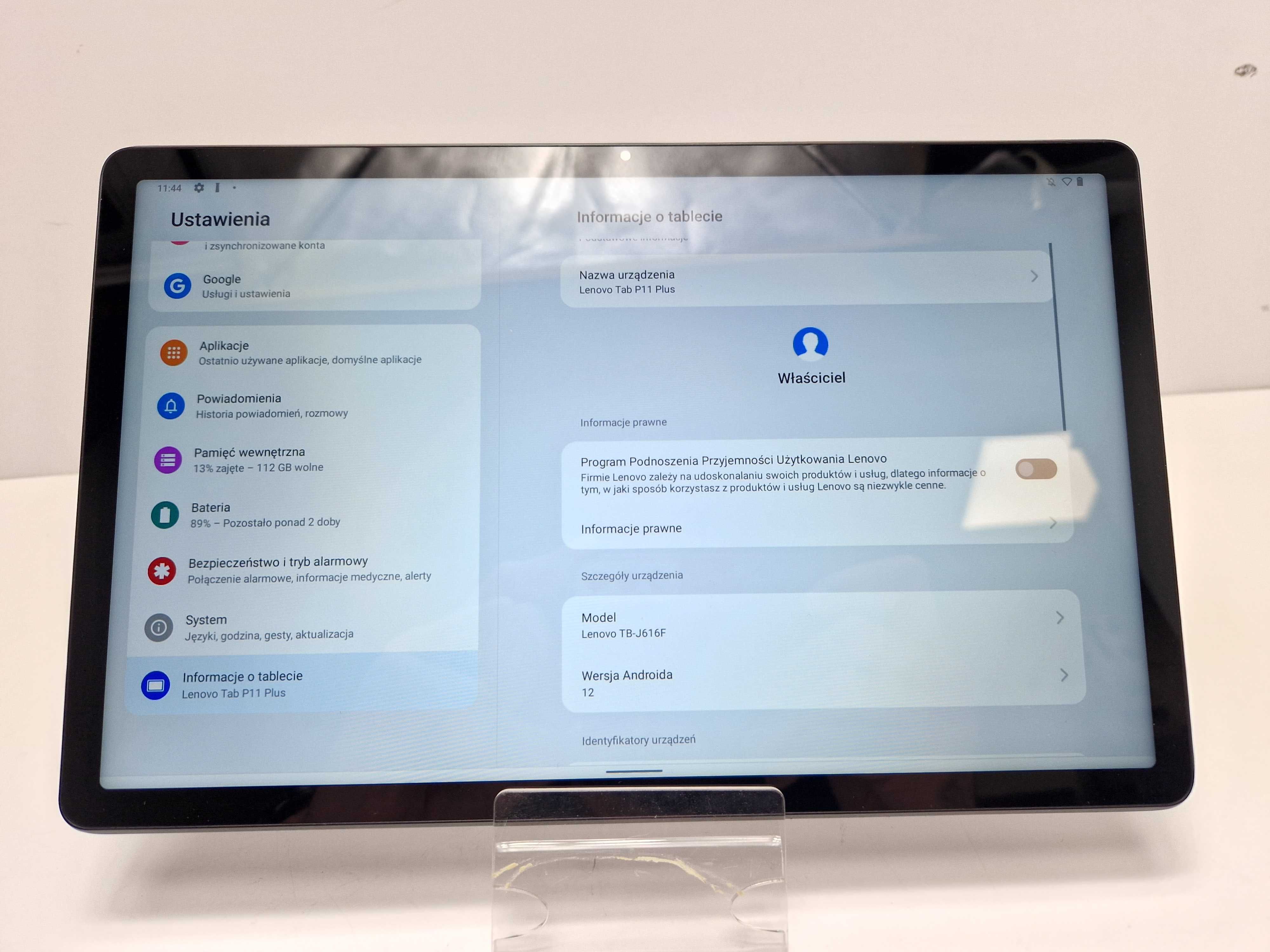 Tablet Lenovo Tab P11 Plus 128gb + etui + szkło PUD.