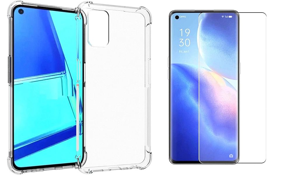 Żelowe bezbarwne etui Anti Shock + Szkło Hartowane do Oppo Reno 5/4G /