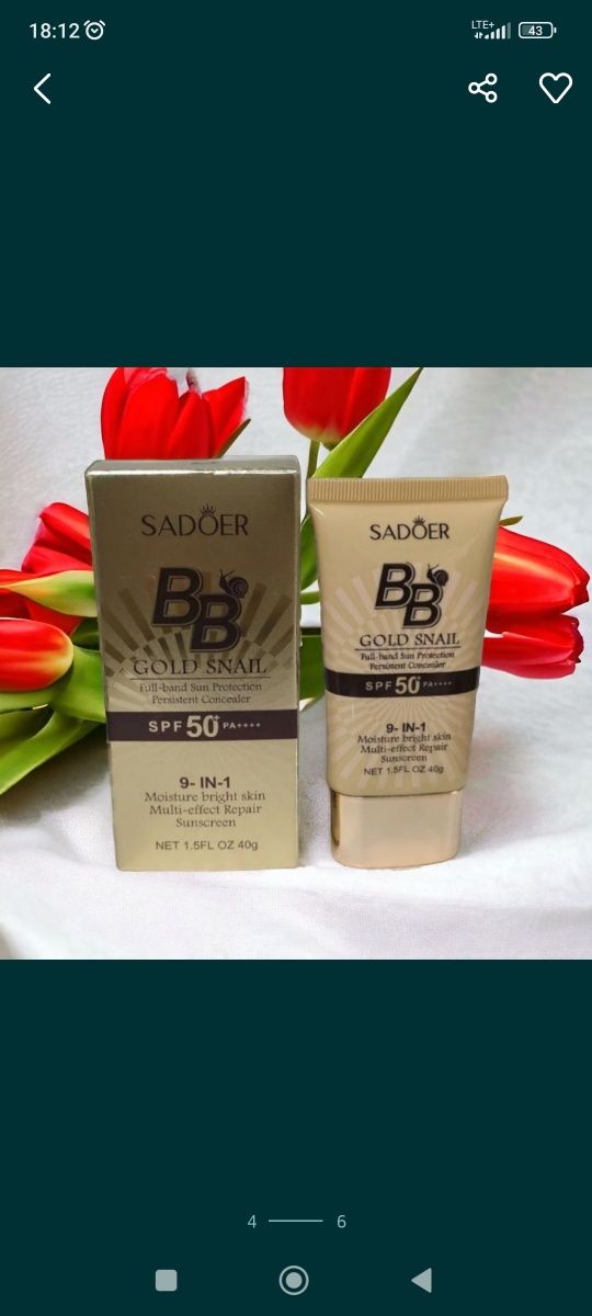 BB Krem z SPF 50 złoty ślimak.