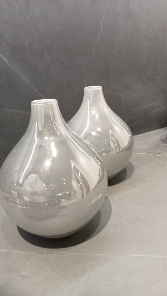 Zestaw 2 wazoników design  szkło jasne metatalizowane nowoczesne