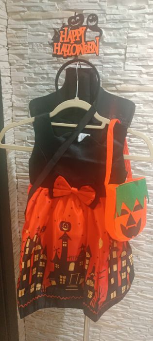 Strój halloweenowy dyni, przebranie dla dziewczynki r.110