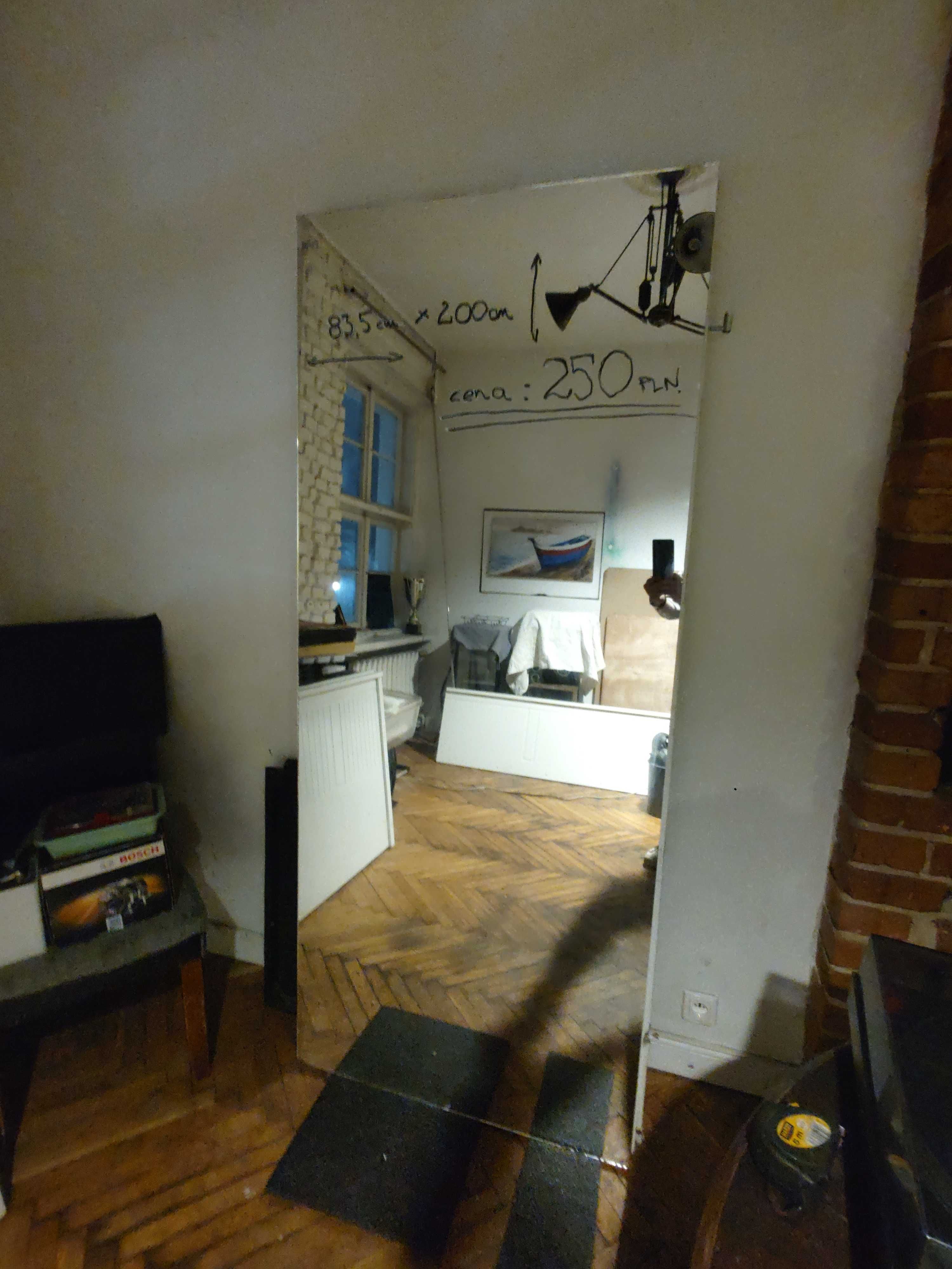Lustro duże srebrne, grafit, brąz