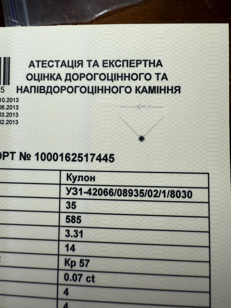 Кулон с чёрным диамантом