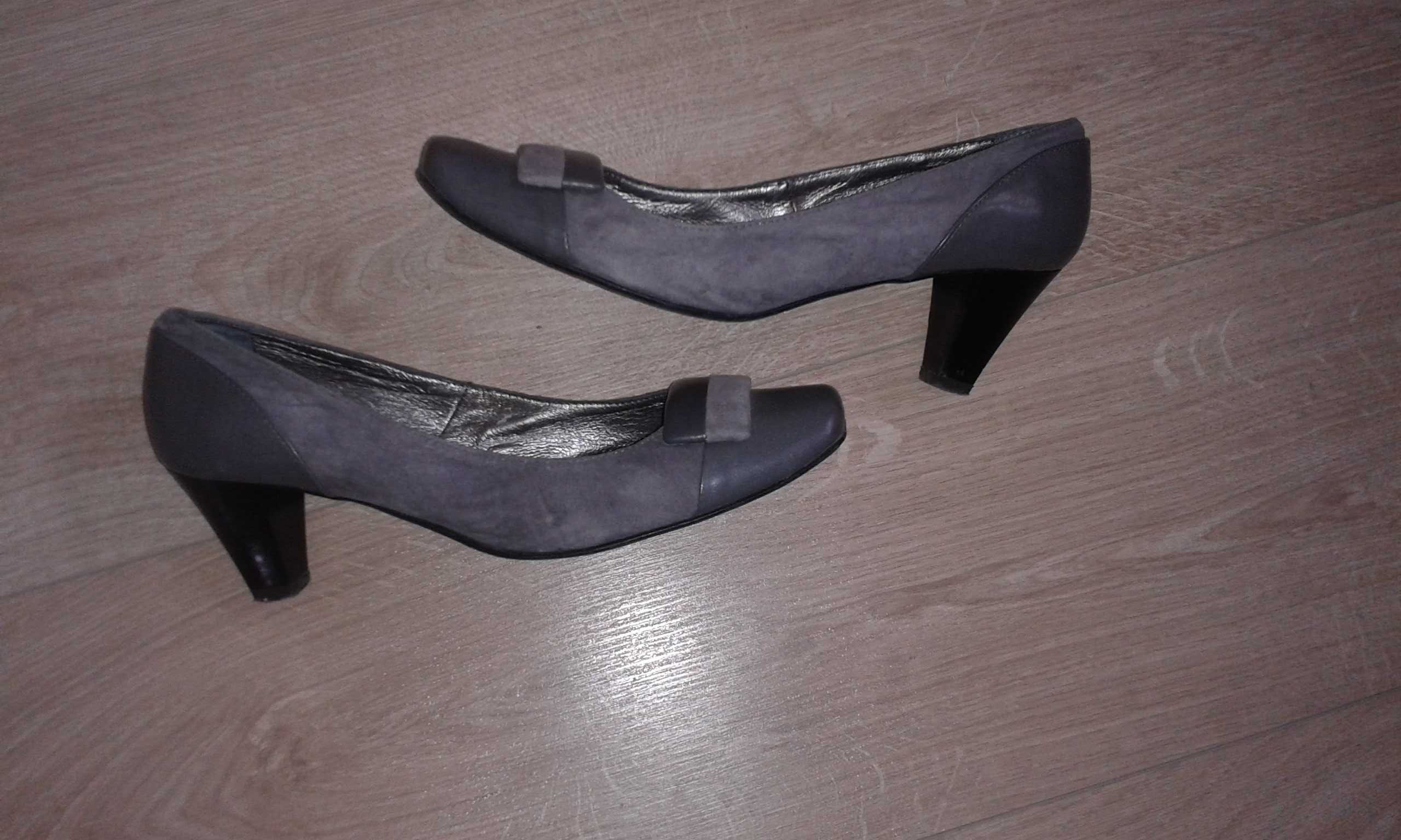 Buty 39 Vanessa damskie półbuty czółenka skóra naturalna szare