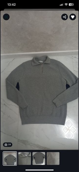 Продам світшот напівзамок Zara, сірий!!!