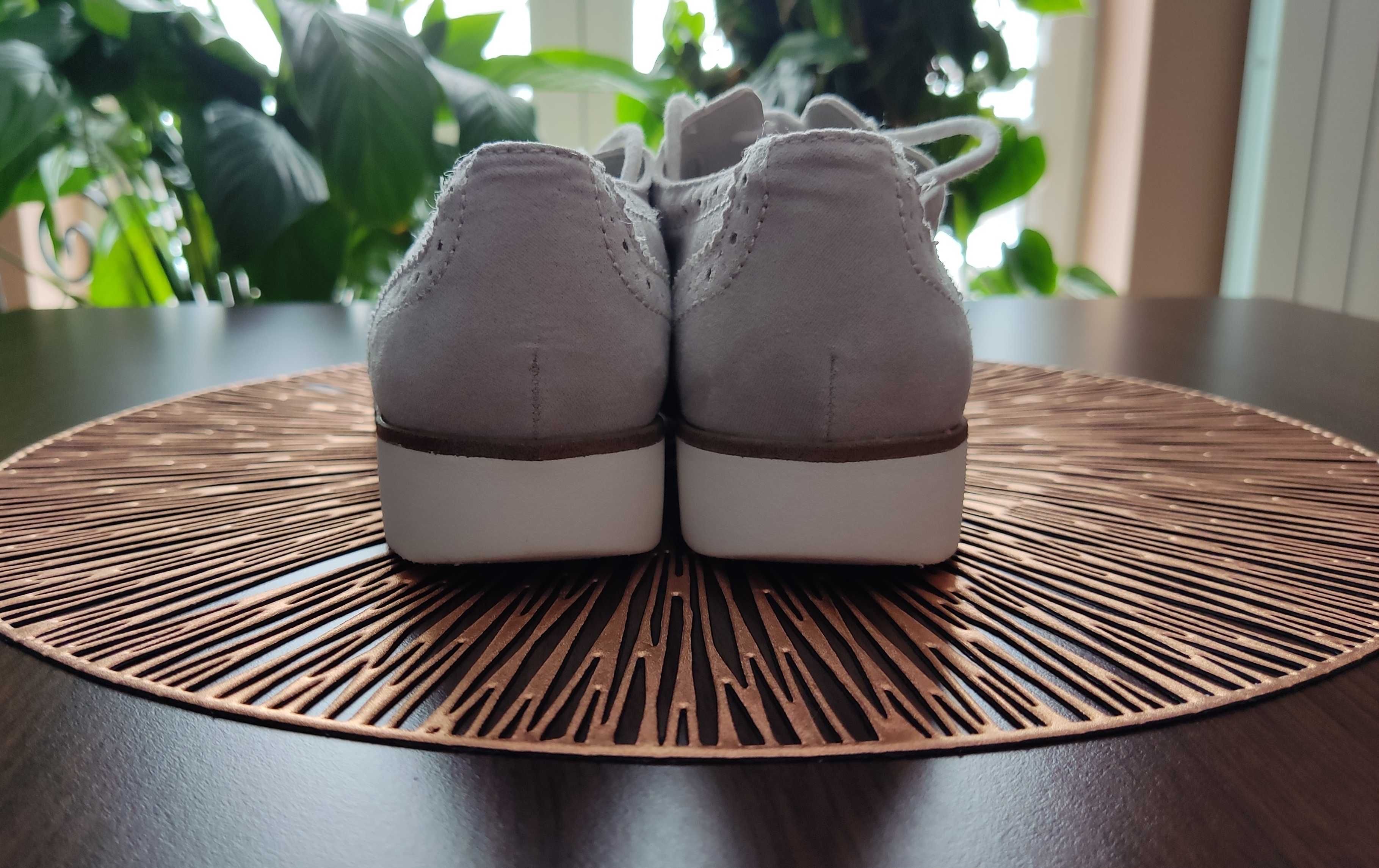 Buty damskie półbuty oksfordki oksfordy wiązane sznurowane szare