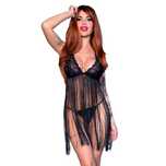 Babydoll preto com corpete e tanga S-M-L-XL