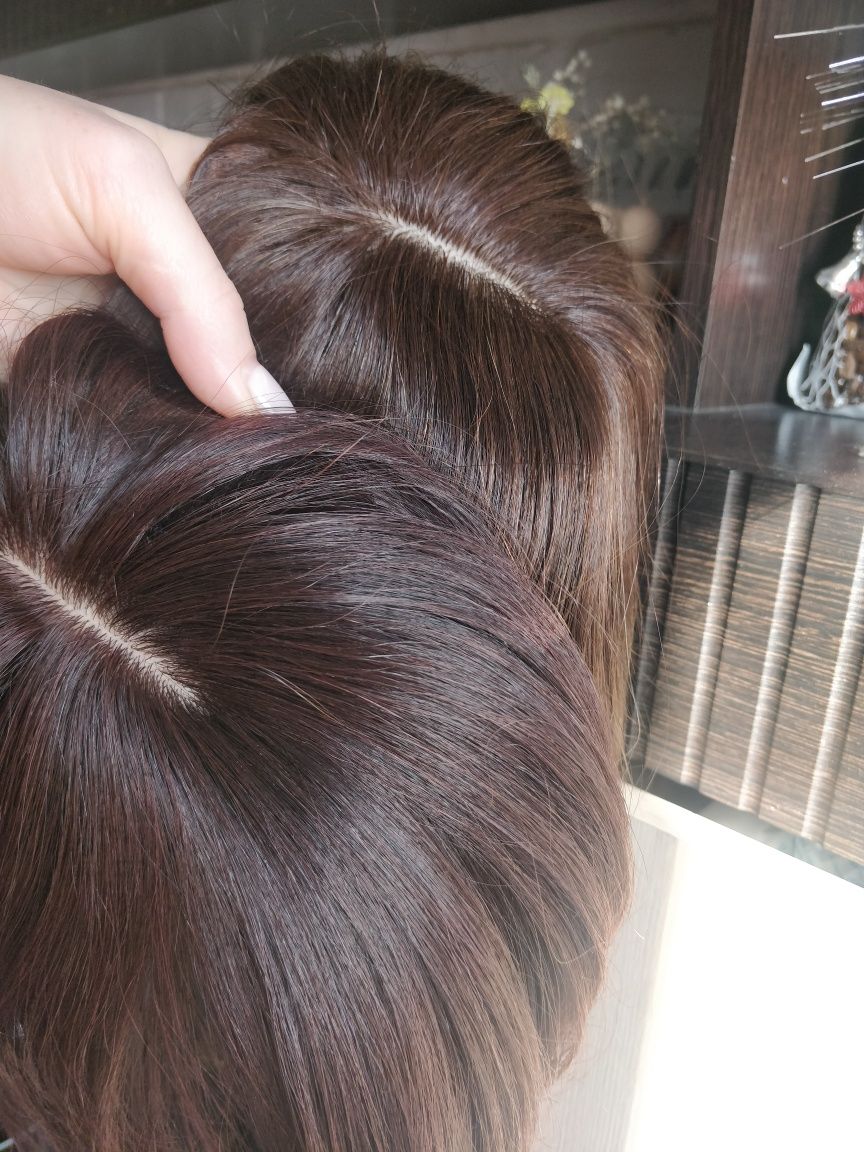 Макушка накладка челка топпер  из натурального волоса