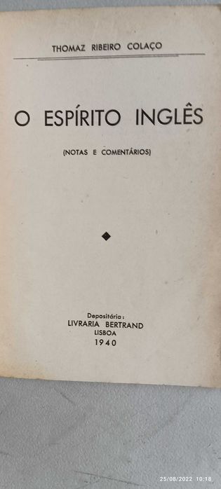 Livro Pa-3 - Thomaz Ribeiro Colaço - O espírito Inglês