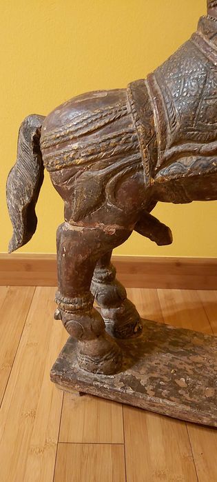 Stary drewniany koń, Indie,figura drewniana