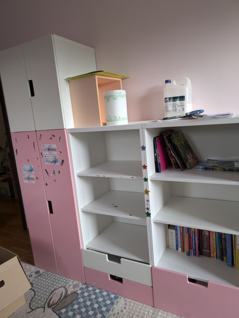 6 elementów Zestaw mebli szafy, regały, skrzynie stuva ikea różowy