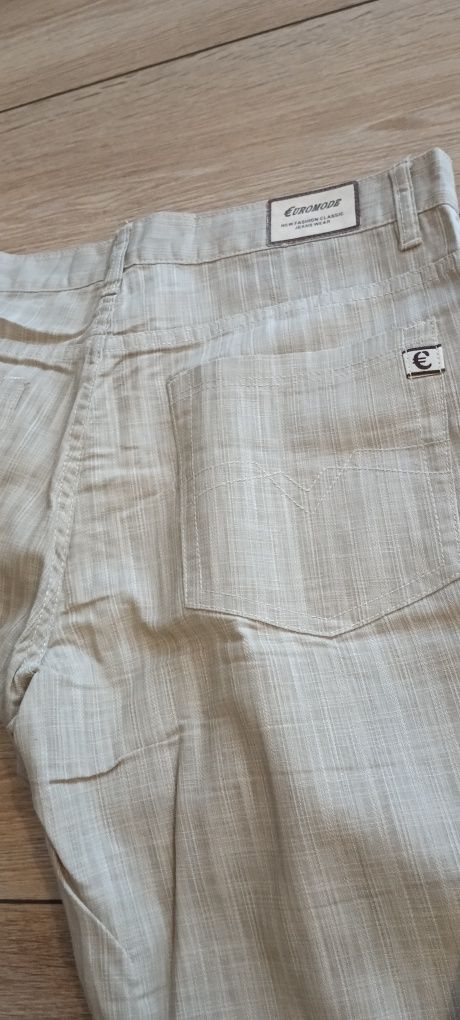 Spodnie męskie jasne z materiału 90cm w pasie