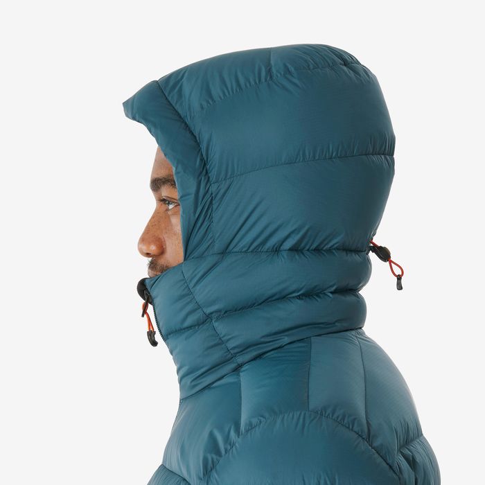 Casaco de penas de Trekking montanha com capuz Azul - MT500 -10°C -