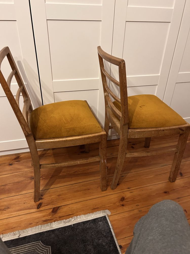 2 krzesła fornirowane polskie art deco z 1938 vintage przedwojenne