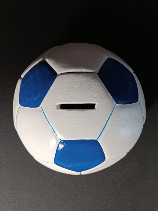 Ceramiczna piłka skarbonka biało-niebieska