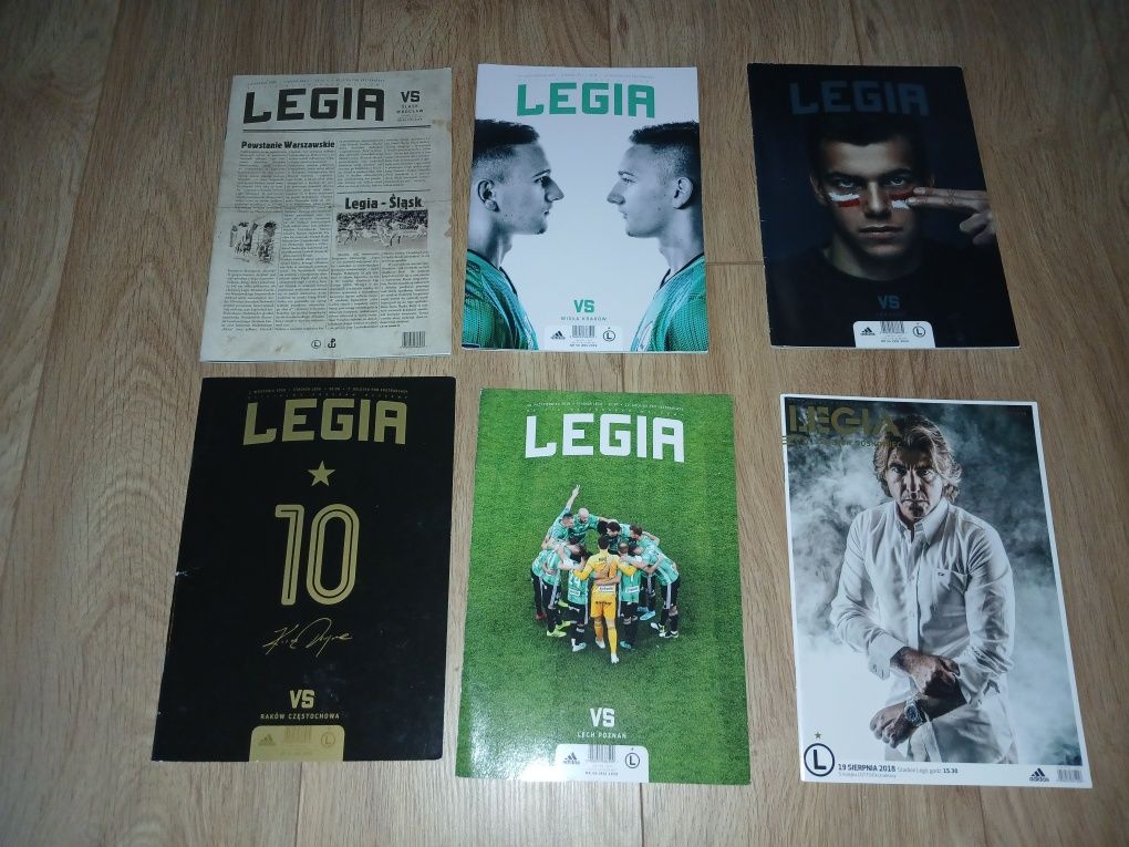 Zestaw 6x program meczowy Legia Warszawa - kibic, gazetka, czasopismo