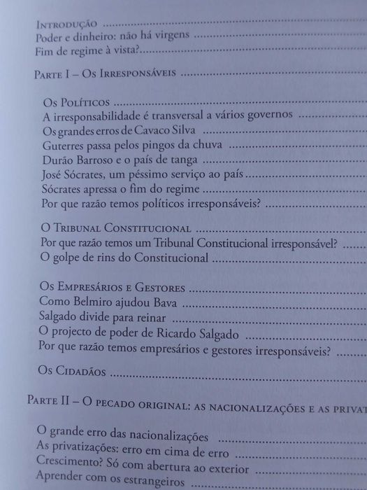 Livro "Irresponsáveis", de Camilo Lourenço