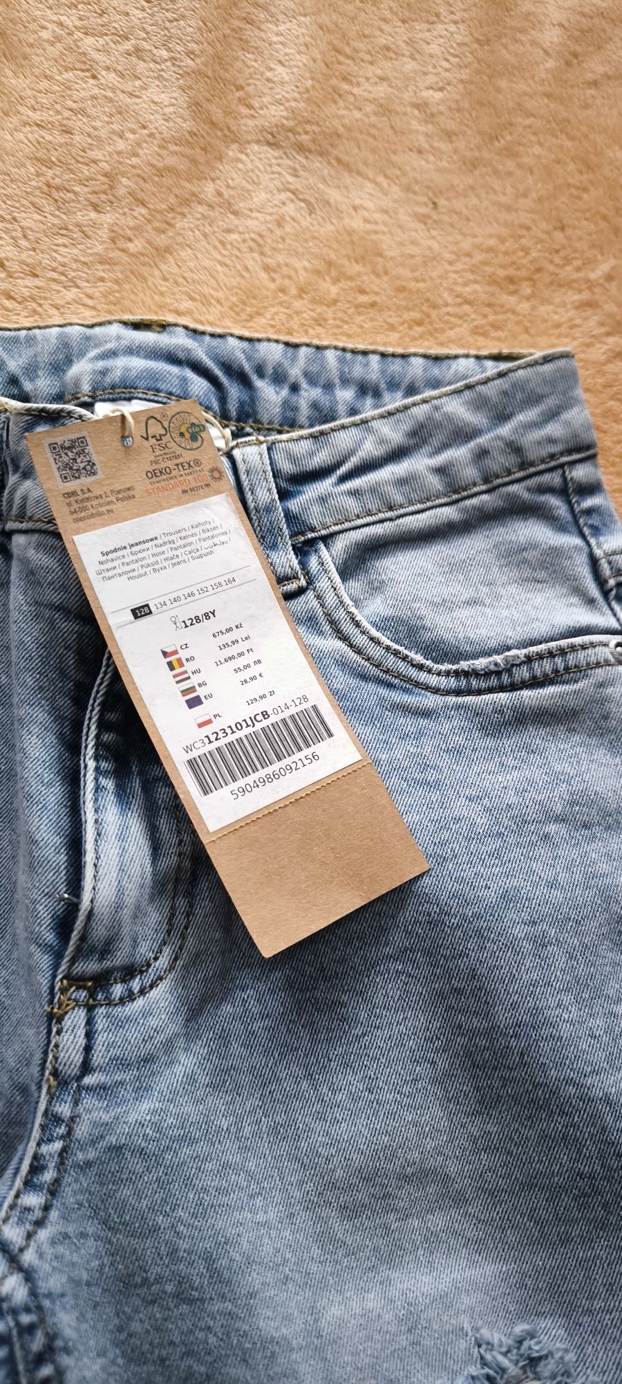 Nowe spodnie jeansowe coccodrillo r. 128