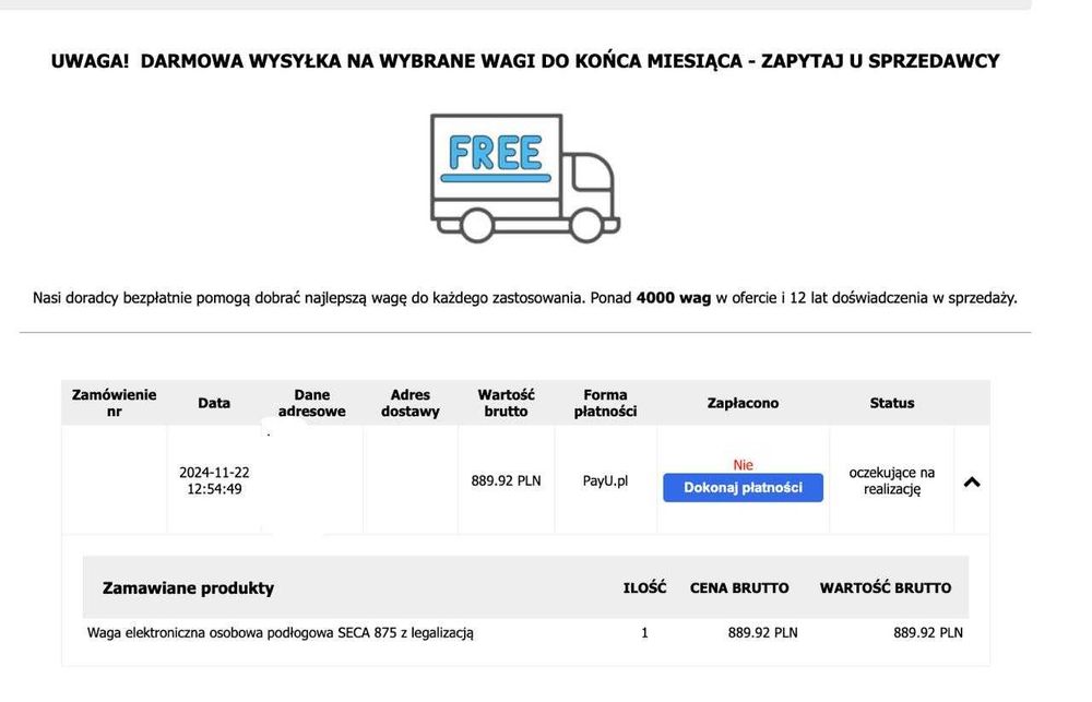 Waga elektroniczna osobowa podłogowa SECA 875 z legalizacją