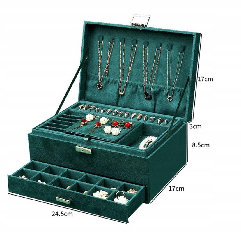 Kuferek na biżuterie zielony