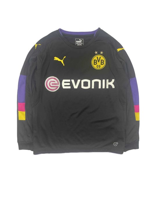 Puma czarna koszulka męska z długim rękawem borussia dortmund burki