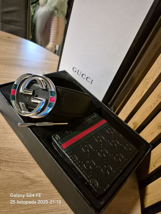 Pasek i portfe skórzany Gucci 120 cm