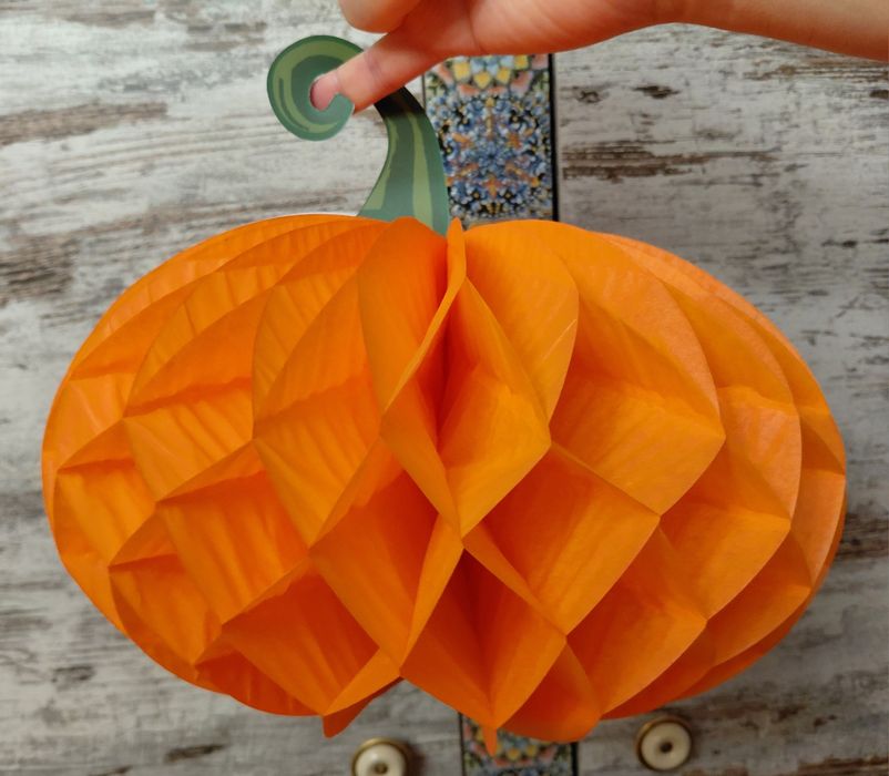 Декор на Хелловін/Гелловін, Гарбуз, об'ємний, паперовий