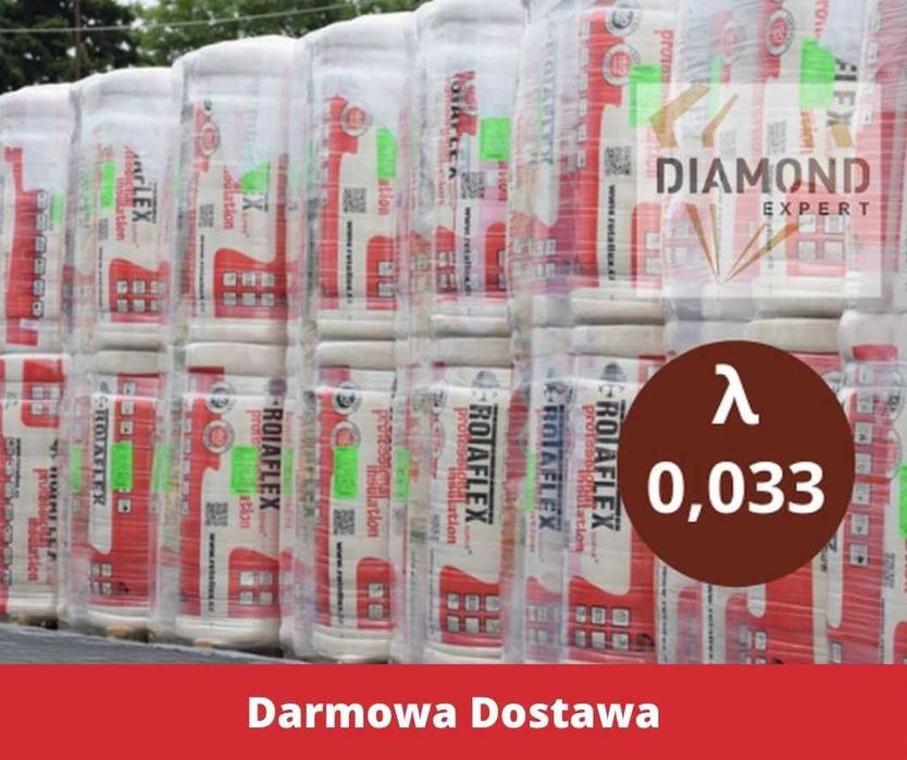 Wełna Mineralna Szklana 15 Rolki-0,033-Mata Poddasza-Ocieplenie-Wata