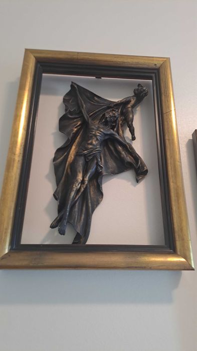 Quadro Cristo relevo dorado