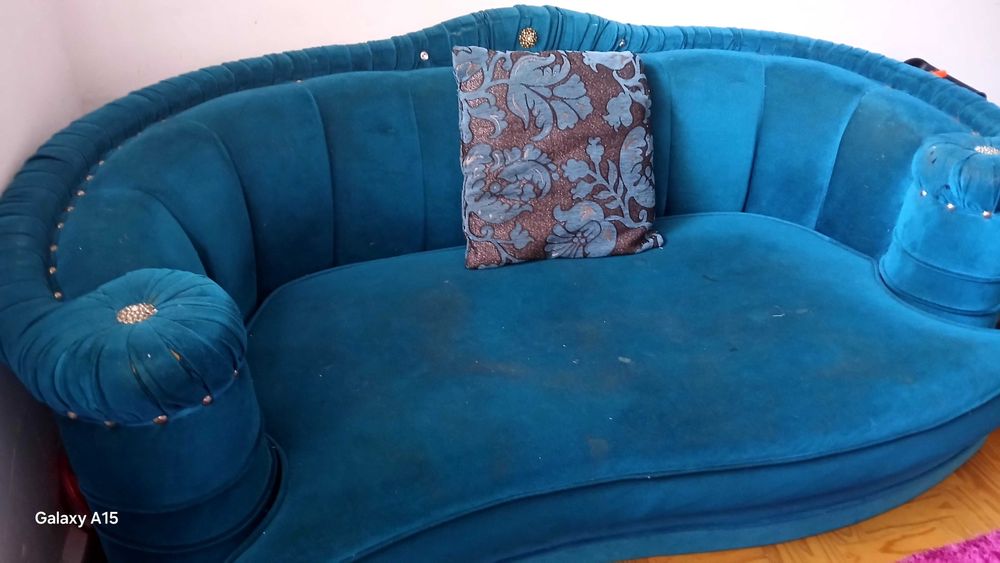 Sofa mais poltrona azul petróleo