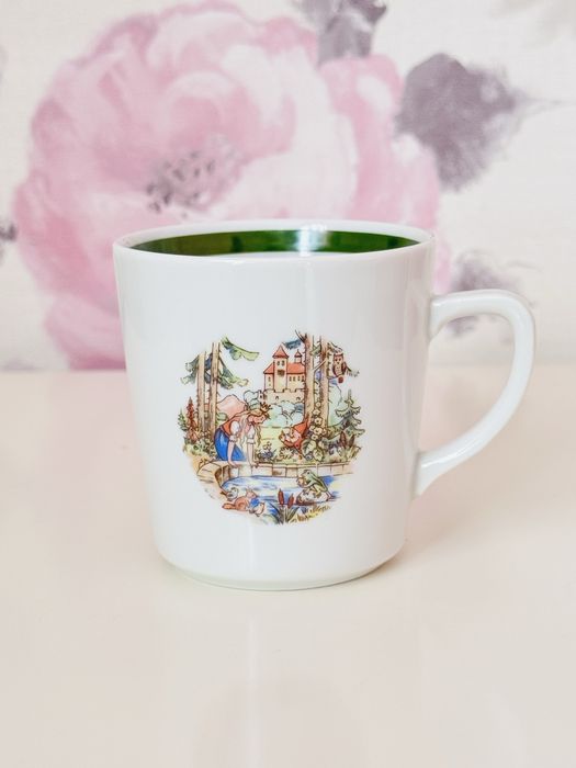 Porcelanowy kubek Kahla GDR, Księżniczka i żaba, Żabi Król,retro