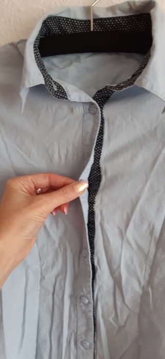 LG COLLECTION błękitna koszula damska biurowa kropki M 38