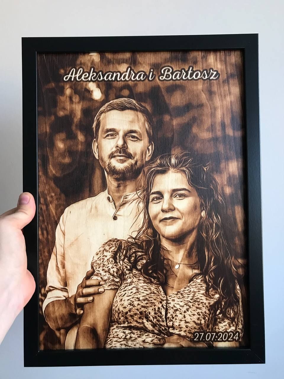 Portret ze zdjęcia na zamówienie, wypalany w drewnie odbiór WARSZAWA‼️