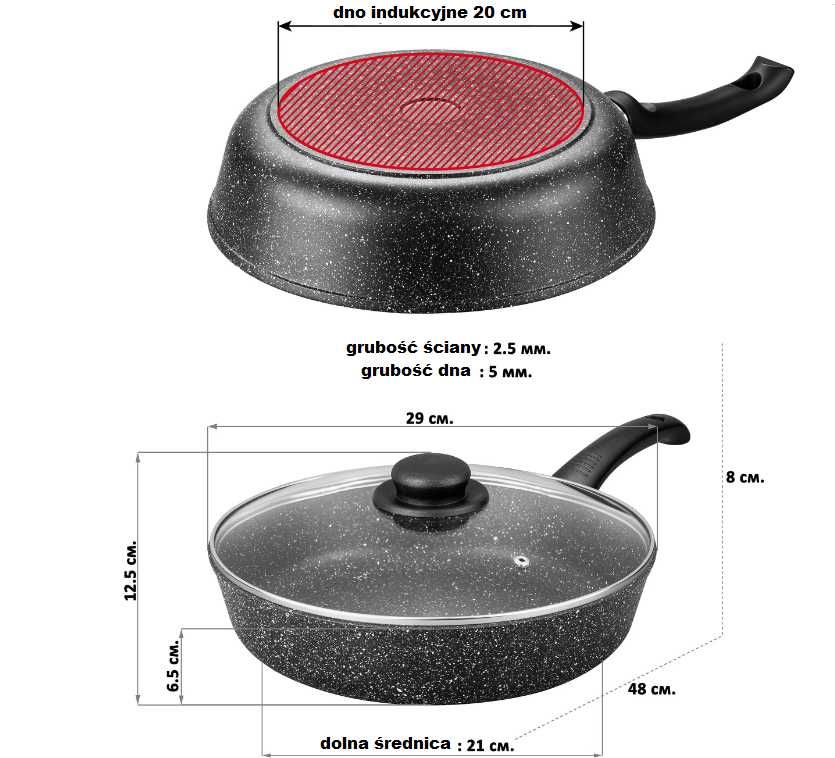Patelnia tradycyjna 30 cm granitowa