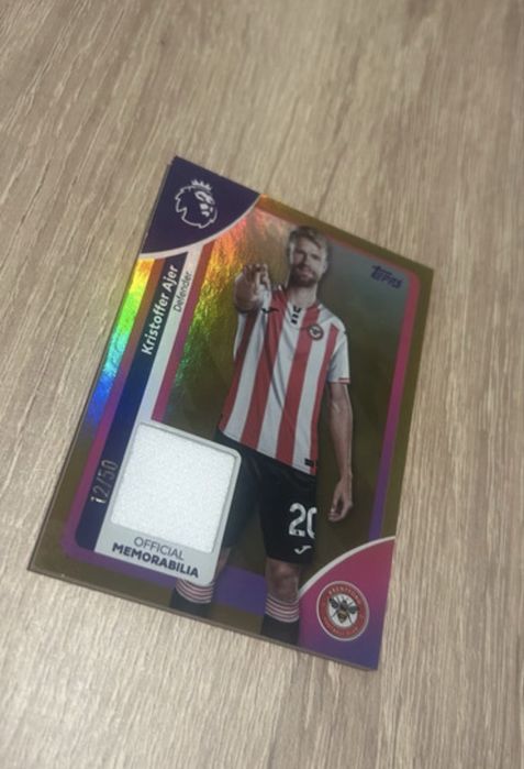 Topps premier league memorabilia Kristoffer Ajer numerowana karta12/50