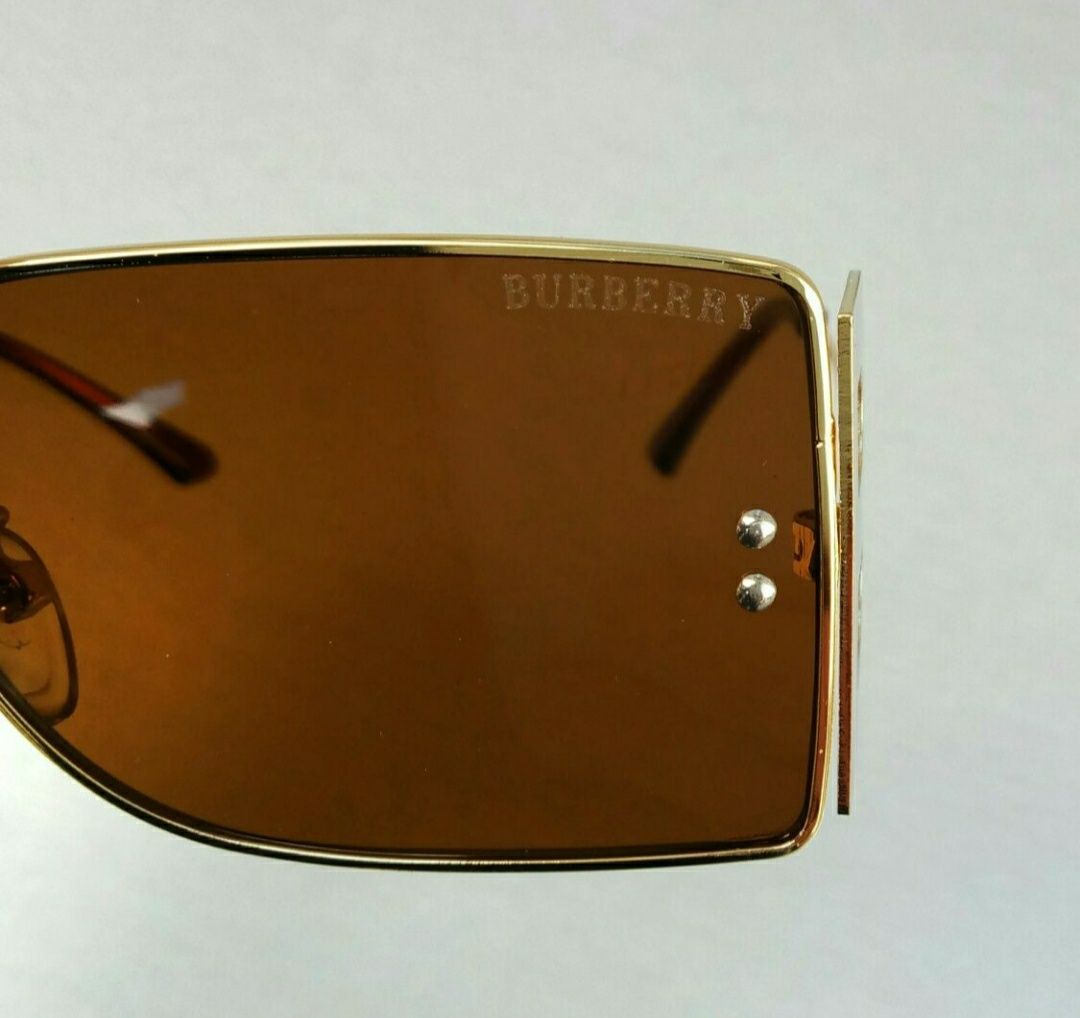 Burberry модные женские очки от солнца коричневые в золотом металле
